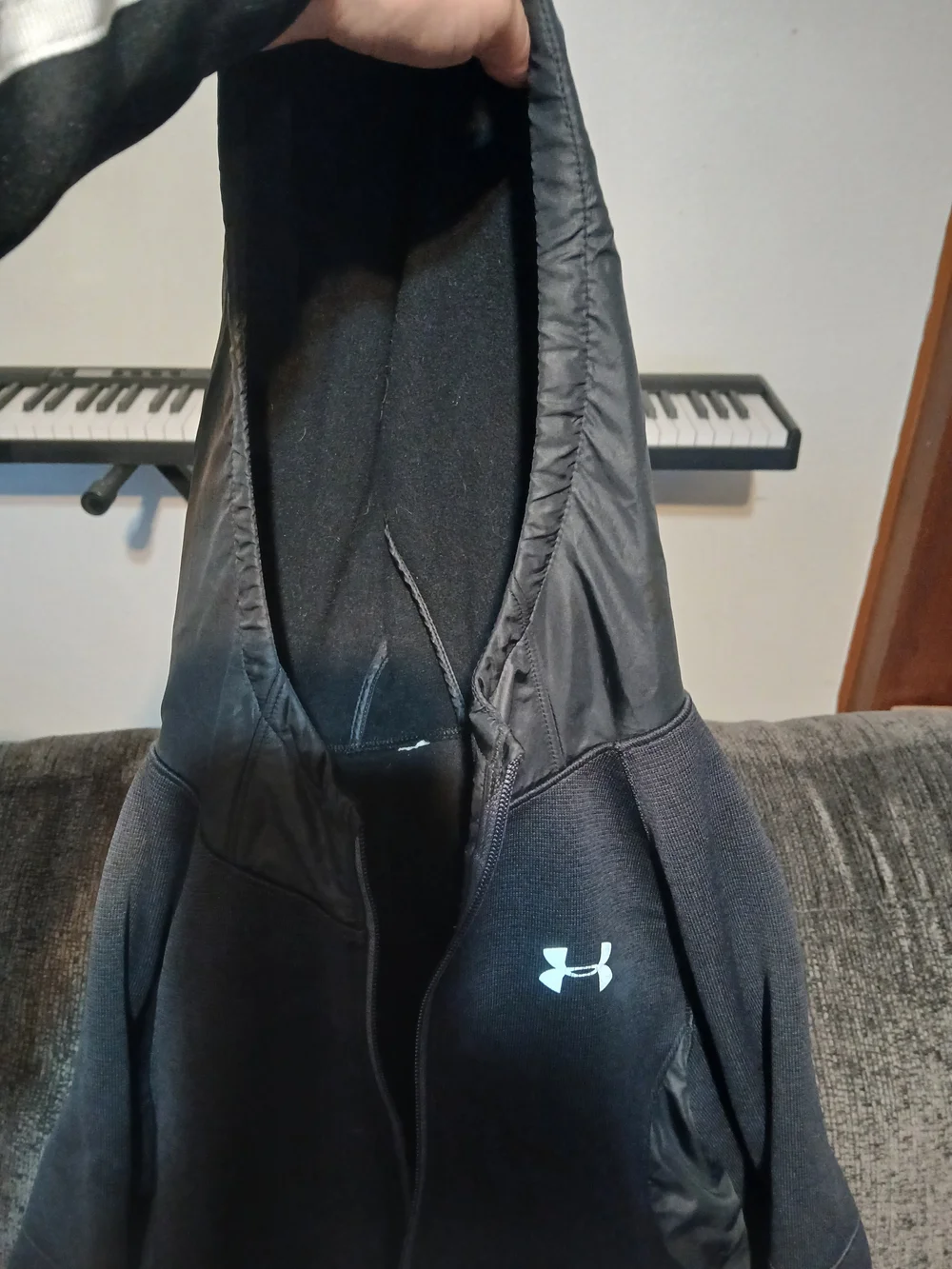 Under Armour Boys  Black Hooded Performance Jacket with Logo